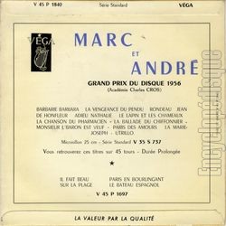 [Pochette de Le souper chez Borgia (MARC et ANDR) - verso]