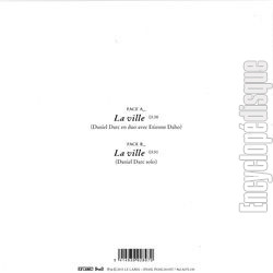 [Pochette de La ville (Daniel DARC et tienne DAHO) - verso]