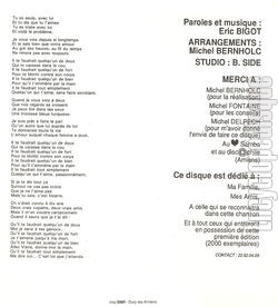 [Pochette de Il te faudrait (ric BIGOT) - verso]