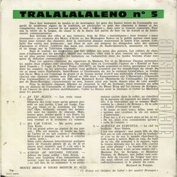 [Pochette de Tralalalaleno N 5 (Mme FER et Mr THOMAS) - verso]