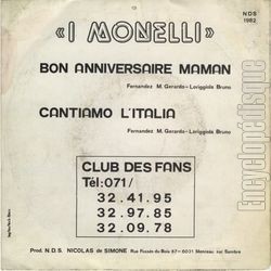 [Pochette de Bon anniversaire maman (I MONELLI) - verso]