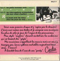 [Pochette de Les petits hommes verts (CCILIA et ses Ennuis) - verso]