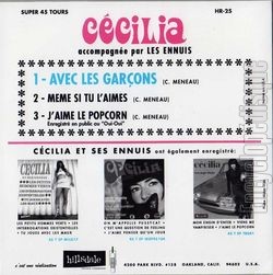 [Pochette de Avec les garons (CCILIA et Les Ennuis) - verso]