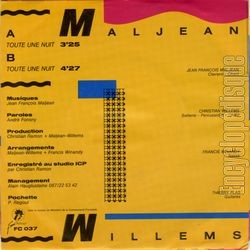 [Pochette de Toute une nuit (MALJEAN WILLEMS) - verso]