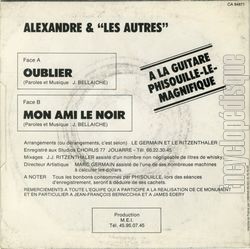 [Pochette de Oublier (ALEXANDRE & "Les Autres") - verso]