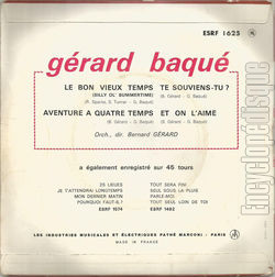 [Pochette de Le bon vieux temps (Grard BAQU) - verso]