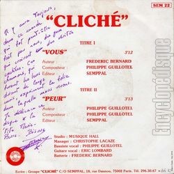 [Pochette de Vous / Peur ( CLICH ) - verso]