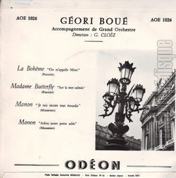 [Pochette de La bohme, Madame Butterfly, Manon () - verso]