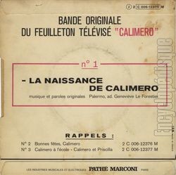 [Pochette de Calimro (T.V. (Tlvision)) - verso]