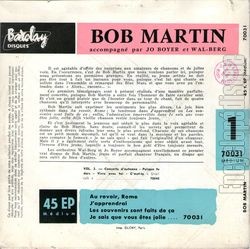 [Pochette de Pour vous Madame (Bob MARTIN) - verso]