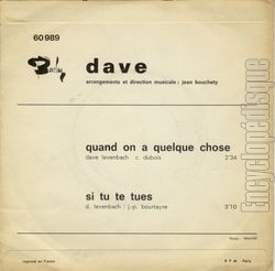[Pochette de Quand on a quelque chose (DAVE) - verso]