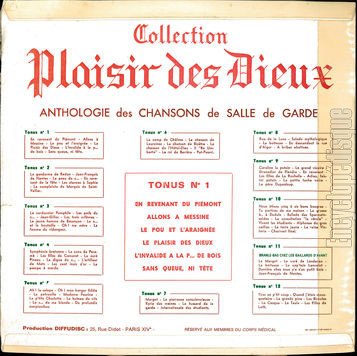 [Pochette de Tonus n 1 (PLAISIR DES DIEUX) - verso]