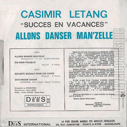 [Pochette de Succs en vacances (Casimir LTANG) - verso]