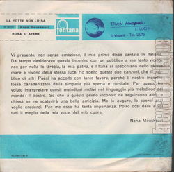 [Pochette de Rosa d’Atene / La notte no lo sa (Nana MOUSKOURI) - verso]