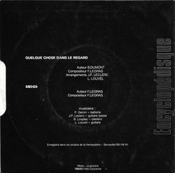 [Pochette de Quelque chose dans le regard / Mehdi (Fabienne LEGRAS) - verso]