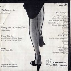 [Pochette de L’absence / Pourquoi on insiste ? (GLORIA FOOTING) - verso]
