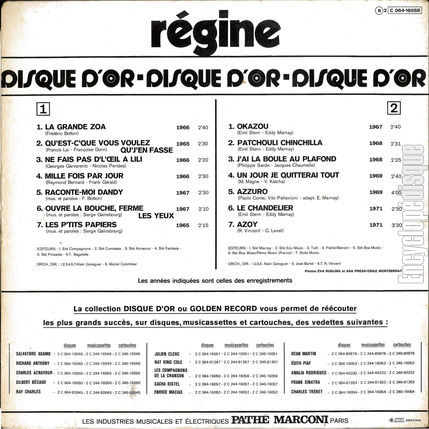 [Pochette de Le disque d’or (RGINE) - verso]