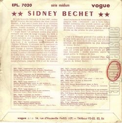 [Pochette de Romantic Mr. Bechet (Sidney BECHET et Claude LUTER) - verso]