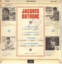 [Pochette de  tout berzingue (Jacques DUTRONC) - verso]