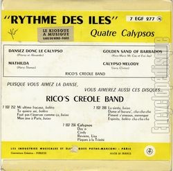 [Pochette de Rytmme des iles (RICO’S CREOLE BAND) - verso]