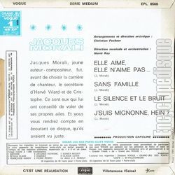 [Pochette de Elle aime, elle n&rsquo;aime pas (Jacques MORALI (Auteur-Compositeur)) - verso]