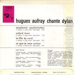 [Pochette de Aufray chante Dylan (Hugues AUFRAY) - verso]