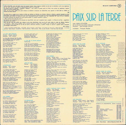 [Pochette de Paix sur la terre (John LITTLETON) - verso]
