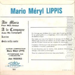 [Pochette de Ave Maria (pour mon amour) (Mario-Mryl LIPPIS) - verso]