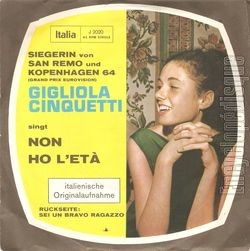 [Pochette de Non ho l’eta (Gigliola CINQUETTI) - verso]