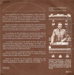 [Pochette de Entretien avec Dominique Frelaut et le docteurJacques van der Stegen , candidats du Parti Communiste Franais (POLITIQUE, SOCIAL) - verso]