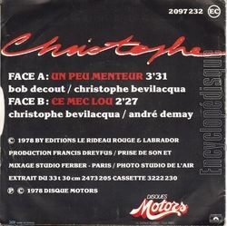 [Pochette de Un peu menteur (CHRISTOPHE) - verso]