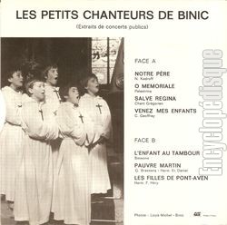 [Pochette de Notre pre (Les PETITS CHANTEURS DE BINIC) - verso]