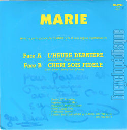 [Pochette de L’heure dernire / Chri sois fidle (MARIE (4)) - verso]