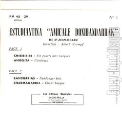 [Pochette de N 1 - Chibiribiri (Estudiantina Amicale DONIBANDARRAK) - verso]