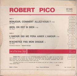 [Pochette de Bonjour, comment allez-vous ? (Robert PICO) - verso]