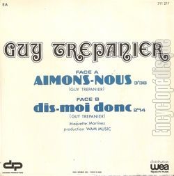 [Pochette de Aimons-nous / Dis-moi donc (Guy TRPANIER) - verso]