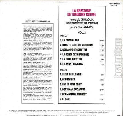 [Pochette de La Bretagne de Thodore Botrel - vol. 3 (FOLKLORE) - verso]