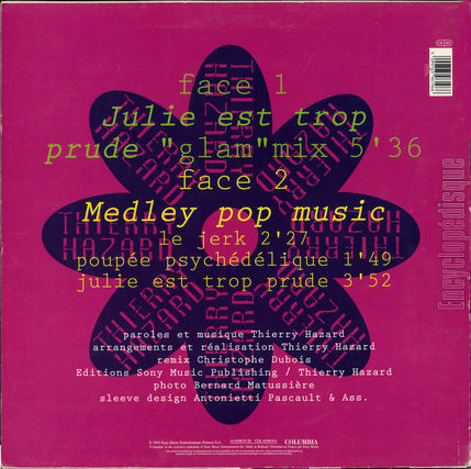 [Pochette de Julie est trop prude (Thierry HAZARD) - verso]