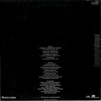 [Pochette de Guerre et pets (Jacques DUTRONC) - verso]