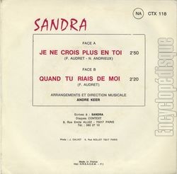 [Pochette de Je ne crois plus en toi (SANDRA (3)) - verso]