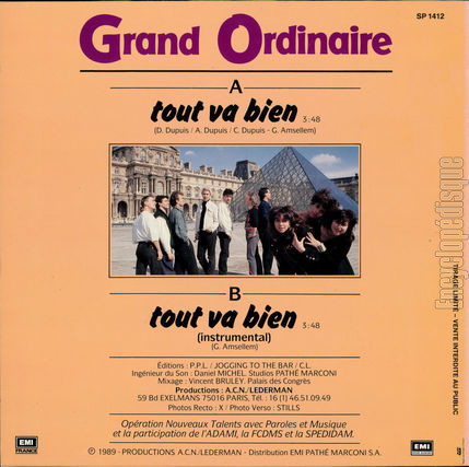 [Pochette de Tout va bien (GRAND ORDINAIRE) - verso]