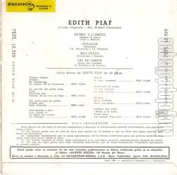 [Pochette de Himno al amor (dith PIAF) - verso]