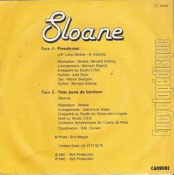 [Pochette de Prends-moi (SLOANE) - verso]