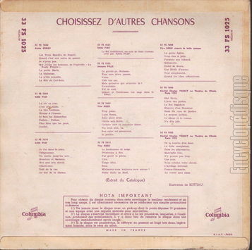 [Pochette de Rendez-vous des vedettes (COMPILATION) - verso]