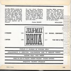 [Pochette de L’tranger (Jean-Max BRUA) - verso]