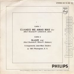 [Pochette de Cuando me amas mas (Mort SHUMAN) - verso]