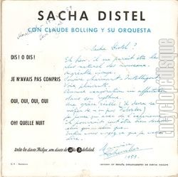 [Pochette de Oui, oui, oui, oui (Sacha DISTEL) - verso]