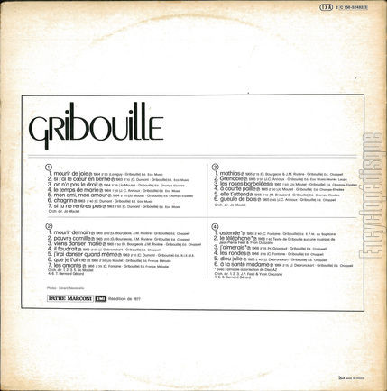 [Pochette de Grenoble, Mathias, Mourir de joie… (GRIBOUILLE) - verso]