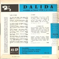[Pochette de Gondolier (DALIDA) - verso]