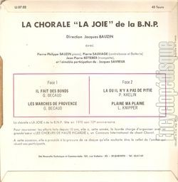 [Pochette de Il fait des bonds (CHORALE " LA JOIE " DE LA B.N.P.) - verso]